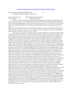 Southern Campaign American Revolution Pension Statements & Rosters Pension Application of John Chambers S1651 Transcribed and annotated by C. Leon Harris VA