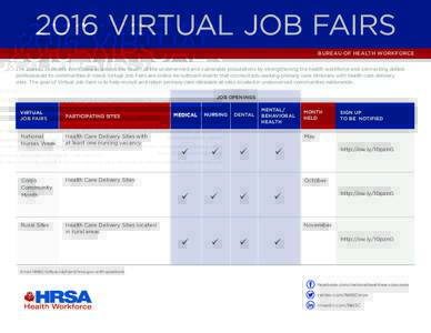 Bureau of Health Workforce 2016 Virtual Job Fairs