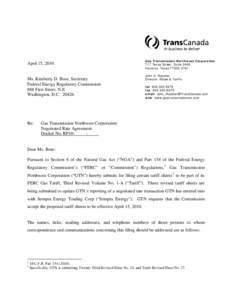 April 15, 2010  Ms. Kimberly D. Bose, Secretary Federal Energy Regulatory Commission 888 First Street, N.E. Washington, D.C[removed]