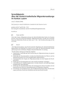   I/Nr. 41 Synodalgesetz über die römisch-katholische Migrantenseelsorge