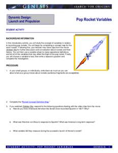 Dynamic Design:  Launch and Propulsion Pop Rocket Variables