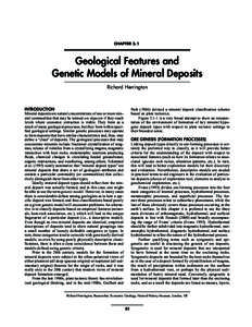 CHAPTER 3.1  Geological Features and Genetic Models of Mineral Deposits Richard Herrington
