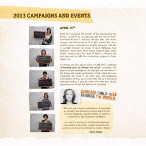 CAMPAIGNS AND EVENTS 2013