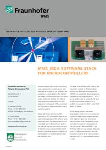 FRAUNHOFER INSTITUTE FOR PHOTONIC MICROSYSTEMS IPMS  IPMS_IRDA SOFTWARE STACK FOR MICROCONTROLLERS  Fraunhofer Institute for