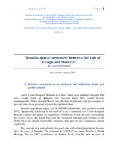 Environment / Brasília / Urban planning / Lucio Costa / Urban economics / Brazilian Federal District / Urban density / Urban area / Urban studies and planning / Human geography / Environmental design