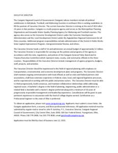 EXECUTIVE DIRECTOR The Eastgate Regional Council of Governments (Eastgate) whose members include all political subdivisions in Ashtabula, Trumbull, and Mahoning Counties in northeast Ohio is seeking candidates to fill th