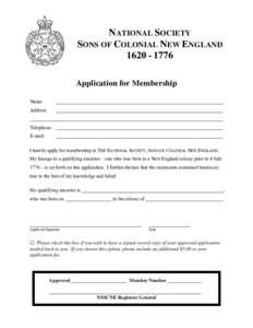 Application for Membership