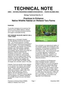 TECHNICAL NOTE USDA NATURAL RESOURCES CONSERVATION SERVICE  PACIFIC ISLANDS AREA