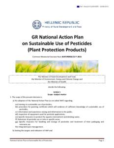 Ref. Ares[removed][removed]GR National Action Plan on Sustainable Use of Pesticides (Plant Protection Products) Common Ministerial Decision Num[removed]2013