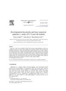 Developmental dyscalculia and basic numerical capacities: a study of 8–9-year-old students