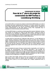 Luxembourg, le 15 octobre 2013 u re  COMMUNIQUE DE PRESSE