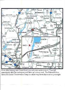 Soon after turning onto Cre ek Ro ad, you will pas s under route 4. Tum left immediately after the underp as s and drive up a ste ep ro ad. The Edward Keho e Gte en Mountain Cons ervation Camp is a short way down this ro