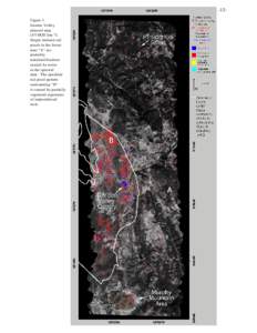 -13Figure 3. Garden Valley mineral map (AVIRIS line 7). Single isolated red pixels in the forest