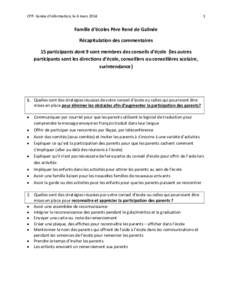 CPP- Soirée d’information, le 4 mars[removed]Famille d’écoles Père René de Galinée Récapitulation des commentaires