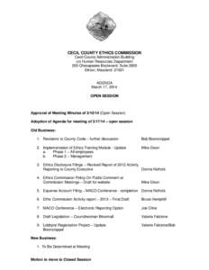 CECIL COUNTY ETHICS COMMISSION Cecil County Administration Building c/o Human Resources Department 200 Chesapeake Boulevard, Suite 2800 Elkton, Maryland 21921