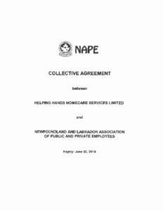 NAPE COLLECTIVE AGREEMENT between HELPING HANDS HOMECARE SERVICES LIMITED