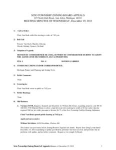 SCIO TOWNSHIP ZONING BOARD APPEALS 827 North Zeeb Road, Ann Arbor, Michigan[removed]MEETING MINUTES OF WEDNESDAY, December 19, [removed])