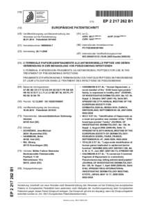 C-TERMINALE IFAPSORIASINFRAGMENTE ALS ANTIMIKROBIELLE PEPTIDE UND DEREN VERWENDUNG IN DER BEHANDLUNG VON PSEUDOMONAS INFEKTIONEN - European Patent Office - EPB1
               C-TERMINALE IFAPSORIASINFRAGMENTE A