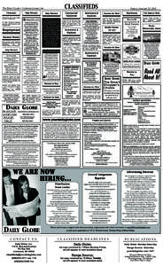 CLASSIFIEDS  The daily Globe • yourdailyGlobe.com Help Wanted  Firewood