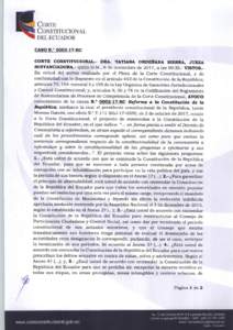 Corte Constitucional del ecuador CASO N.° RC  CORTE CONSTITUCIONAL.- DRA. TATIANA ORDEÑANA SIERRA, JUEZA