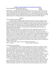 Southern Campaign American Revolution Pension Statements Pension application of Henry Gunter S38778 fn11SC Transcribed by Will Graves[removed]Methodology: Spelling, punctuation and grammar have been corrected in some in