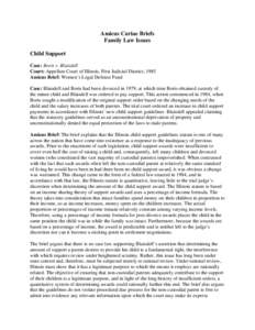 Amicus Curiae Briefs Family Law Issues Child Support Case: Boris v. Blaisdell Court: Appellate Court of Illinois, First Judicial District, 1985 Amicus Brief: Women’s Legal Defense Fund