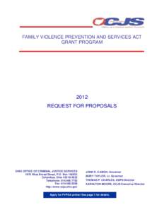 FAMILY VIOLENCE PREVENTION AND SERVICES ACT GRANT PROGRAM 2012 REQUEST FOR PROPOSALS