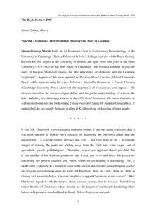 © copyright of the text of the lecture belongs to Professor Simon Conway Morris, 2005  The Boyle Lecture 2005