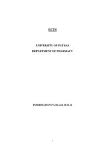 ECTS  UNIVERSITY OF PATRAS DEPARTMENT OF PHARMACY  INFORMATION PACKAGE[removed]