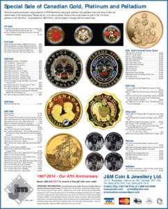 Bullion coins / Gold coins / Canadian Gold Maple Leaf / Royal Canadian Mint / Palladium coin / Millesimal fineness / Gold / Maple leaf / United States dollar / Currency / Coins / Numismatics