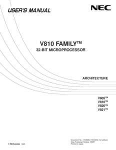 V810 FAMILYTM 32-BIT MICROPROCESSOR ARCHITECTURE  V805TM