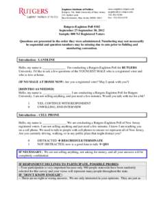 Eagleton Institute of Politics Rutgers, The State University of New Jersey 191 Ryders Lane New Brunswick, New Jerseywww.eagleton.rutgers.edu