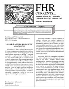 FHR  CURRENTS... R-5’s FISH HABITAT RELATIONSHIPS TECHNICAL BULLETIN NUMBER TWO Six Rivers National Forest