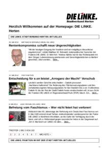 Herzlich Willkommen auf der Homepage: DIE LINKE. Herten DIE LINKE. STADTVERBAND HERTEN: AKTUELLES 20. MAI[removed]MATTHIAS W. BIRKWALD (MDB), DIE LINKE