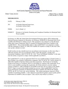 North Carolina Department of Environment and Natural Resources Division of Air Quality Michael F. Easley, Governor William G. Ross, Jr., Secretary B. Keith Overcash, P.E., Director