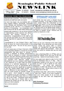 Nemingha Public School  NEWSLINK Term 2, Week 1 2nd May 2014