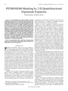 1956  JOURNAL OF LIGHTWAVE TECHNOLOGY, VOL. 23, NO. 5, MAY 2005 PSTM/NSOM Modeling by 2-D Quadridirectional Eigenmode Expansion