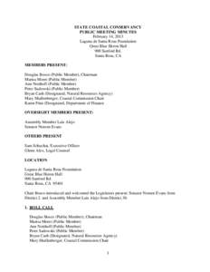 STATE COASTAL CONSERVANCY PUBLIC MEETING MINUTES February 14, 2013 Laguna de Santa Rosa Foundation Great Blue Heron Hall 900 Sanford Rd.