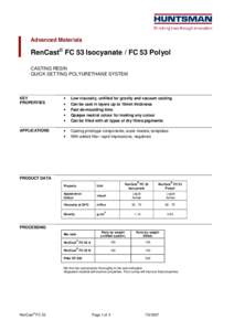 Advanced Materials  RenCast© FC 53 Isocyanate / FC 53 Polyol CASTING RESIN QUICK SETTING POLYURETHANE SYSTEM