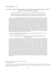 The Condor 114(2):348–357  The Cooper Ornithological Society 2012 Foraging-habitat selection of Black-backed Woodpeckers in forest burns of southwestern Idaho Jonathan G. D udley1,4, Victoria A. Saab2 ,