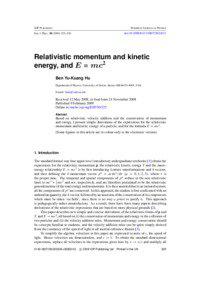 Relativistic momentum and kinetic energy, and E = mc2