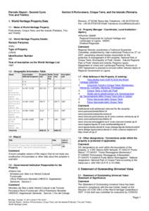 Periodic Report - Second Cycle Tino and Tinetto) Section II-Portovenere, Cinque Terre, and the Islands (Palmaria,  1. World Heritage Property Data