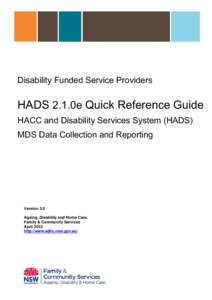 HADS 2.1.0e Quick Reference Guide