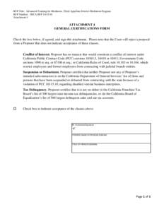 RFP Title: Advanced Training for Mediators, Third Appellate District Mediation Program RFP Number: 3DCA RFP[removed]Attachment 4 ATTACHMENT 4 GENERAL CERTIFICATIONS FORM