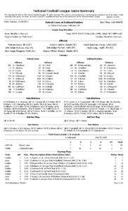 National Football League Game Summary NFL Copyright © 2011 by The National Football League. All rights reserved. This summary and play-by-play is for the express purpose of assisting media in their coverage of the game; any other use of this material is prohibited without the written permission of the National Football League.