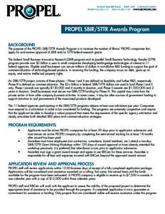 65 EAST WACKER PLACE SUITE 1600 CHICAGO IL[removed]PHONE[removed]FAX[removed]WWW.IBIOPROPEL.ORG PROPEL SBIR/STTR Awards Program BACKGROUND