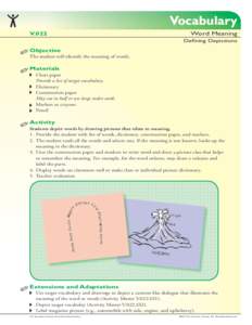 Vocabulary Word Meaning V.022  Defining Depictions