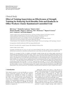 Effect of Training Supervision on Effectiveness of Strength Training for Reducing Neck/Shoulder Pain and Headache in Office Workers: Cluster Randomized Controlled Trial