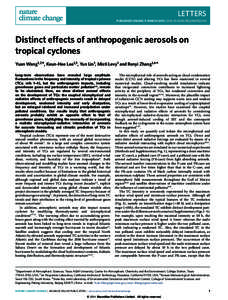Distinct effects of anthropogenic aerosols on tropical cyclones