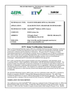 Verification Statement for FLIR Systems GasFindIR Midwave (MW) Camera